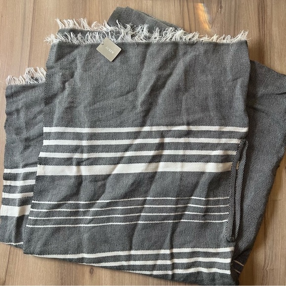 J Crew Stripe Cape Scarf Charcoal Heather One Size - Picture 3 of 6